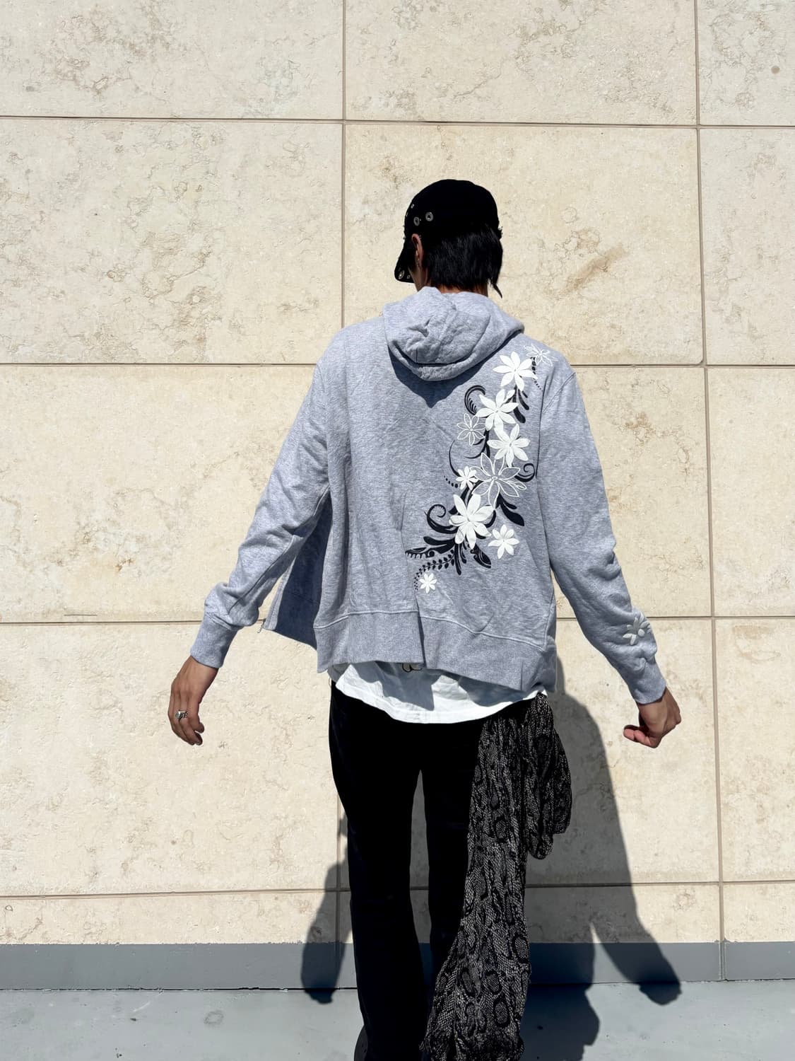 “Vintage” Oriental Print Grey Hooded zip 상품이미지1