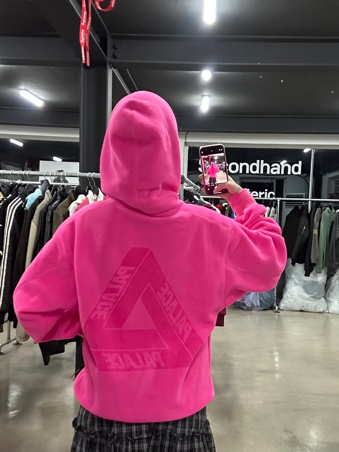 팔라스 핑크 오버핏 플리스 후드  상품이미지2