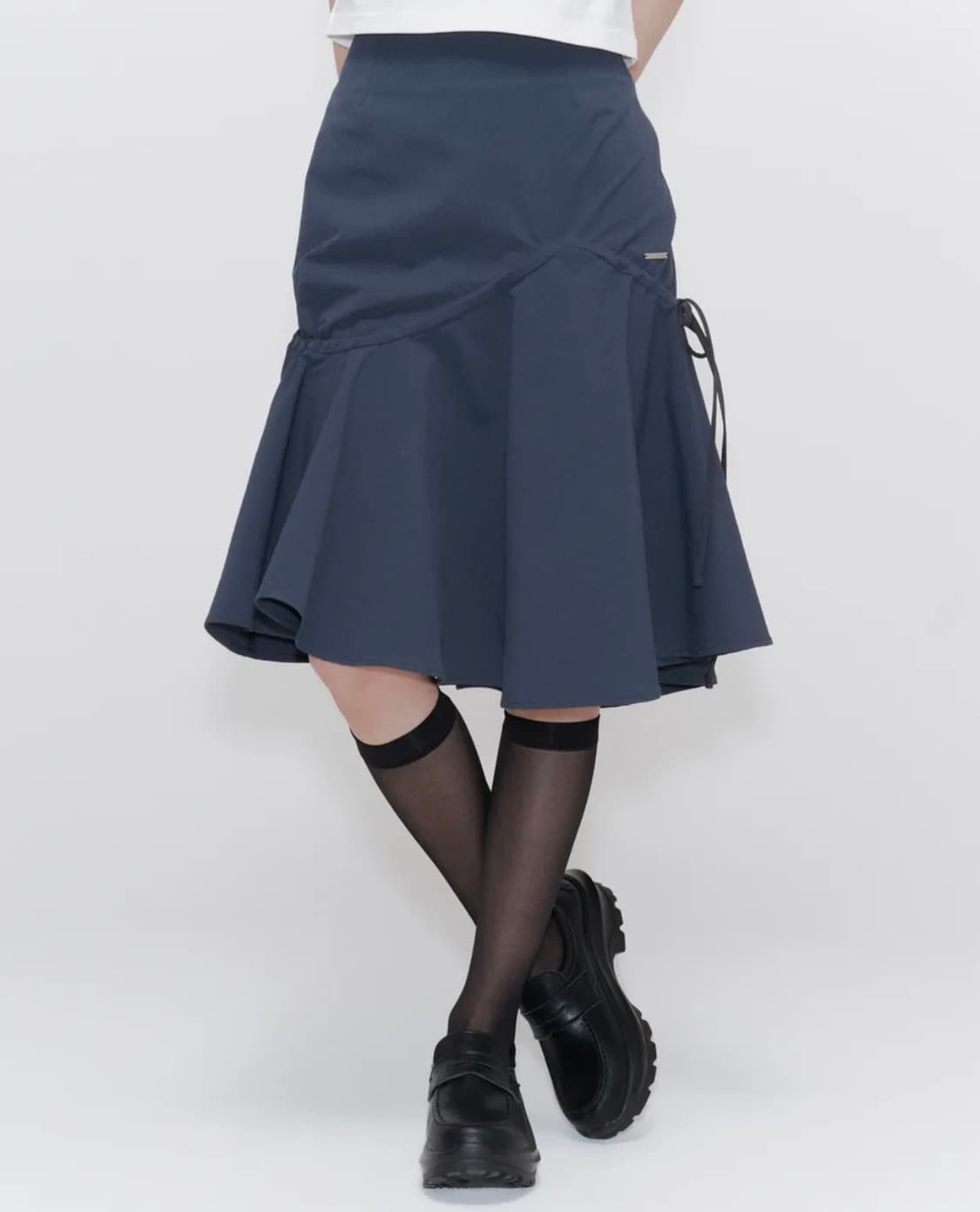 Shirring ruffle midi skirt CHARCOAL 상품이미지2