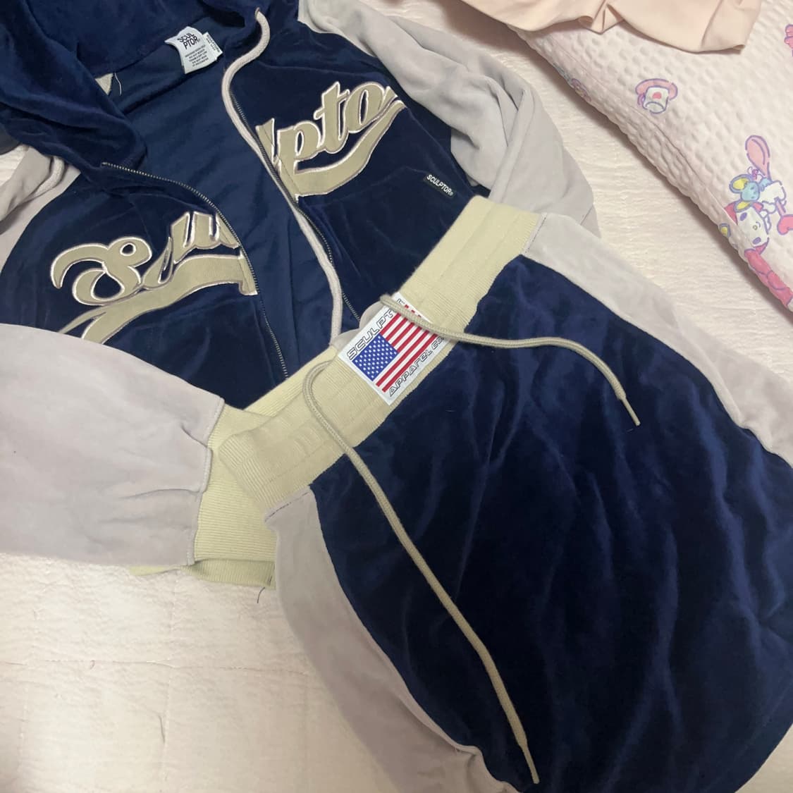 Sculptor 스컬프터 벨벳 크롭 후드집업 스커트 셋업 s 상품이미지2