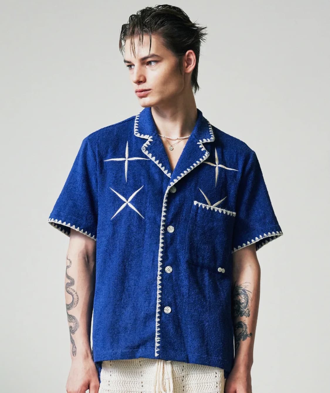 SSY 이스트 스타 버튼업 테리 셔츠 가디건 네이비 M 상품이미지2