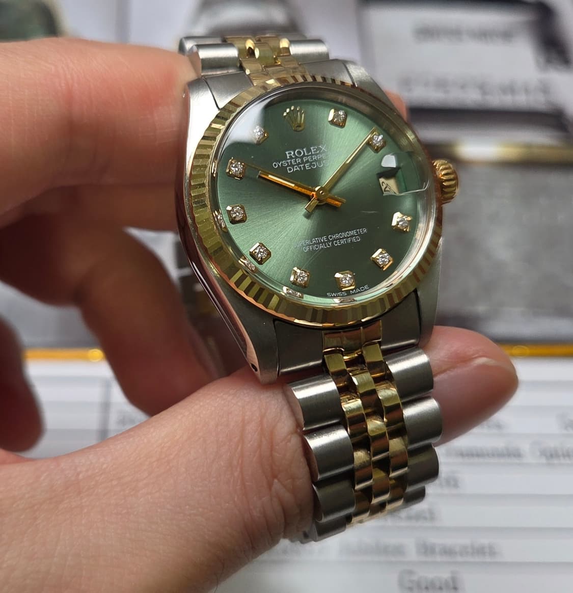 레어] 롤렉스 데이저스트 6827 14K콤비 올리브그린 10P다이아 (감 상품이미지3