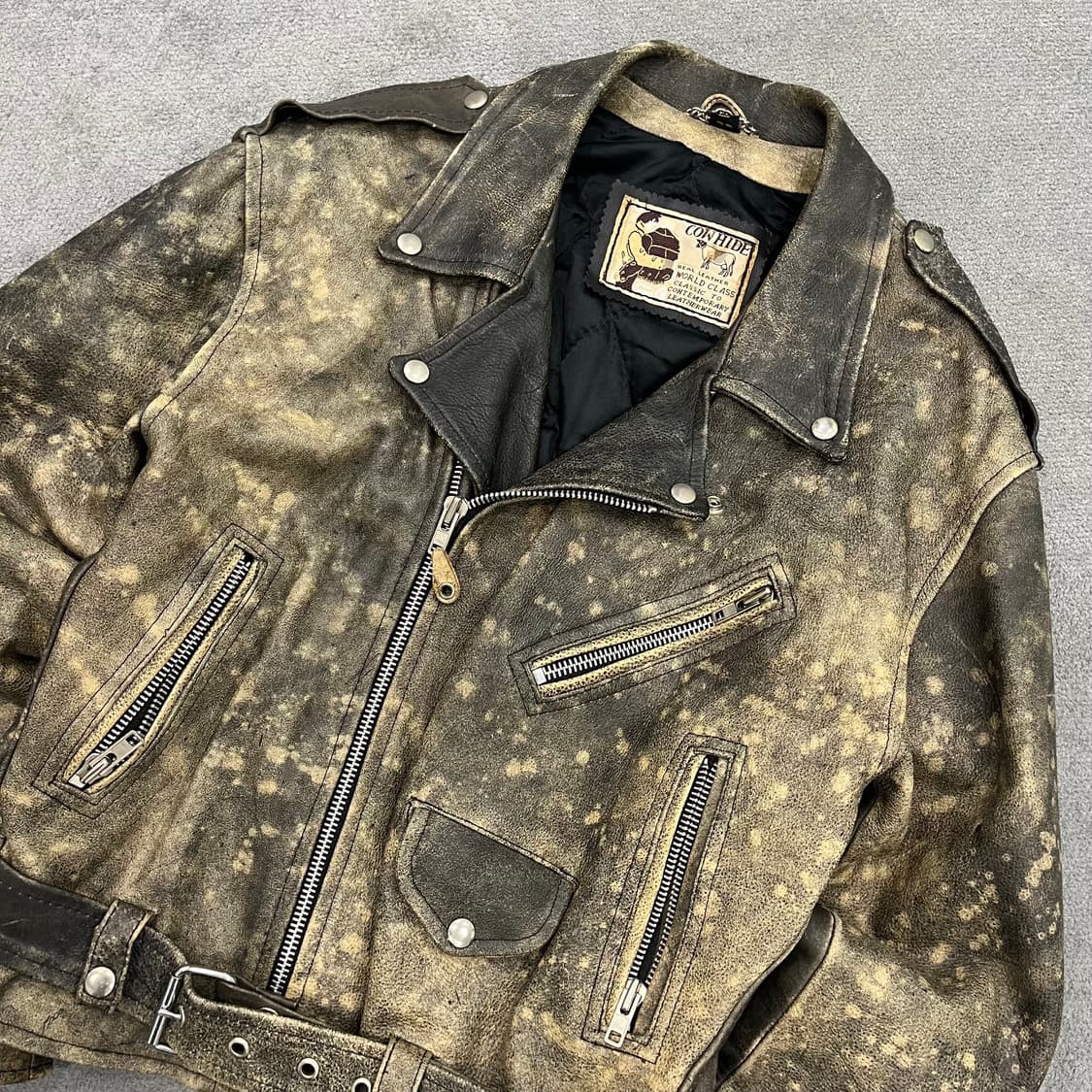 M 빈티지 소가죽 하드 에이징 라이더 가죽자켓 상품이미지2