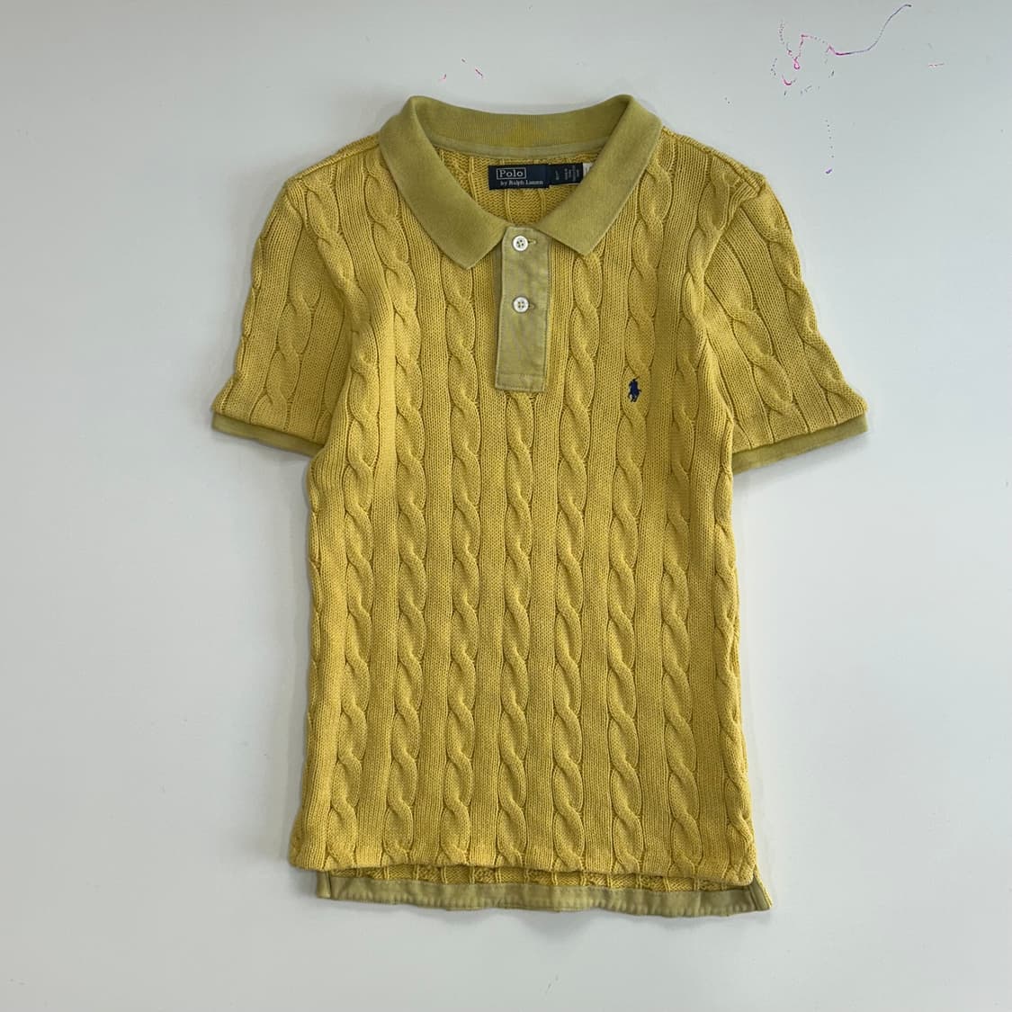 Polo 폴로 네이비 포니 옐로우 케이블 반팔 니트 상품이미지3