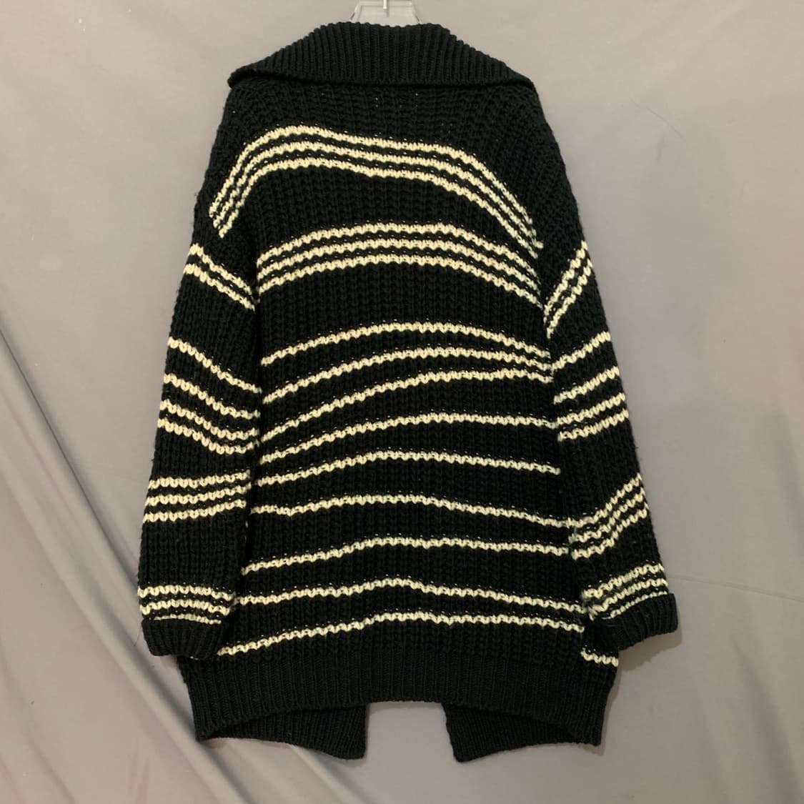 M 에센셜 앤트워프 이태리 스트라이프 오픈 카라 롱 니트 가디건 상품이미지2