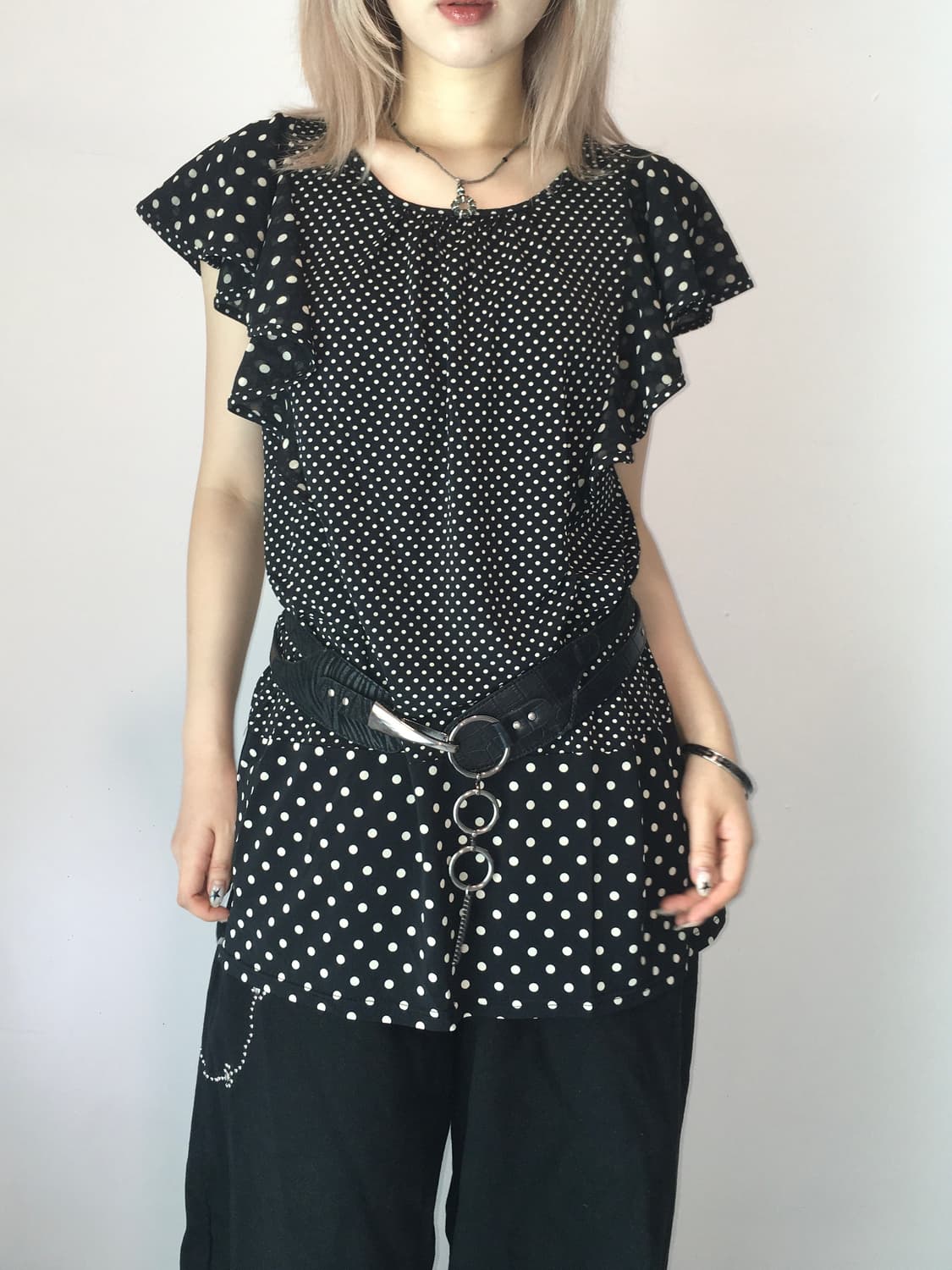 일본빈티지 polka mood flutter top 상품이미지1