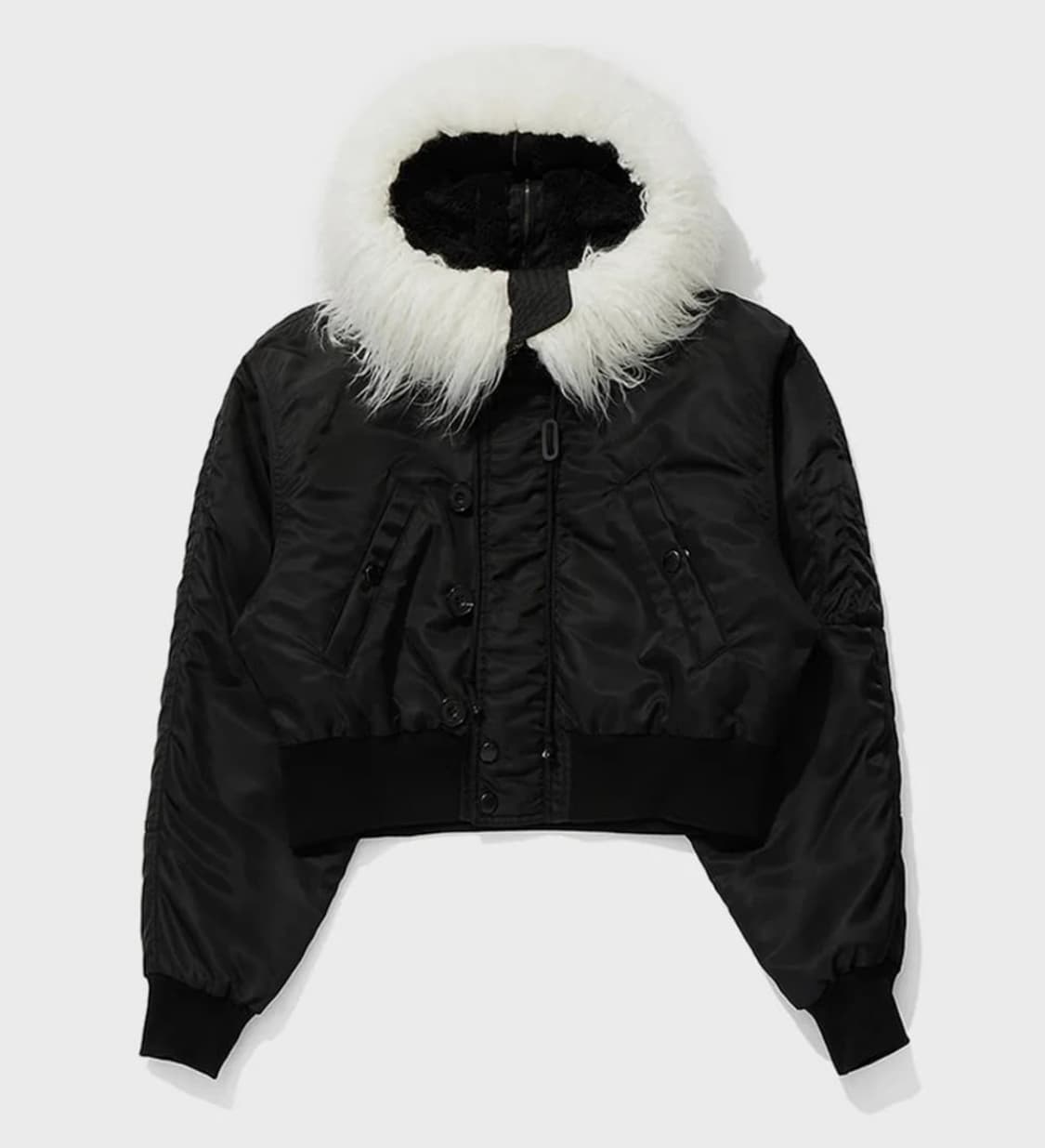 open yy faux fur zipper hood ma1 (black) 상품이미지1