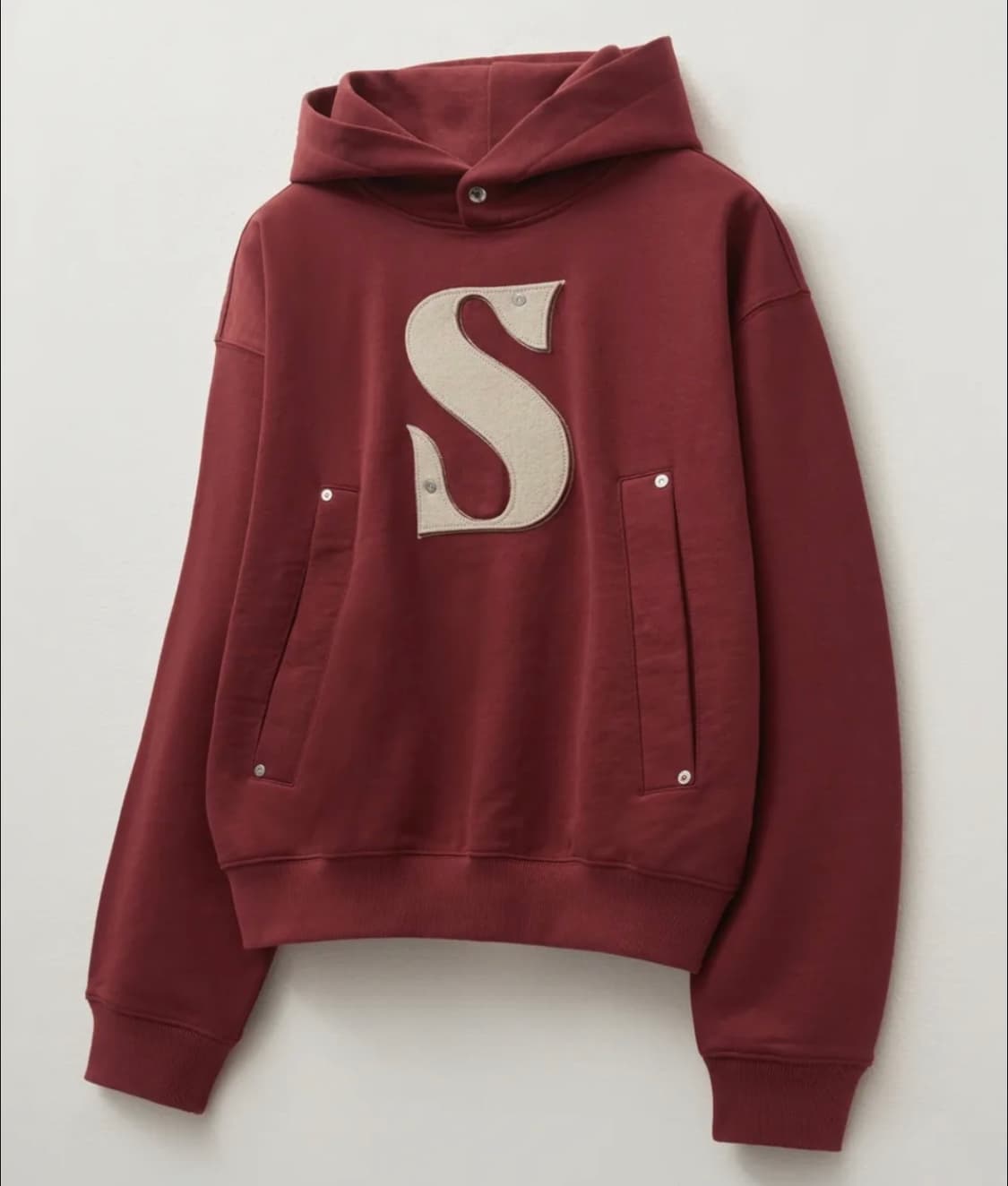(새상품) 세터 리벳 아플리케 포켓 로고 후드 버건디 L 상품이미지1