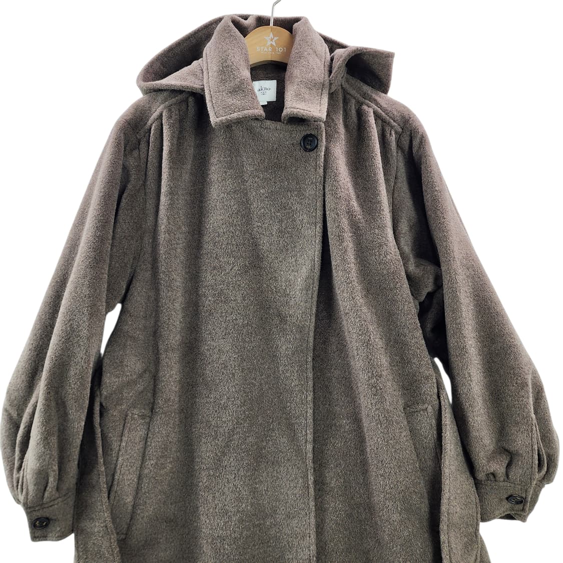 [S] akro 아크로 후디드 울 블렌드 앙고라 코트 상품이미지2