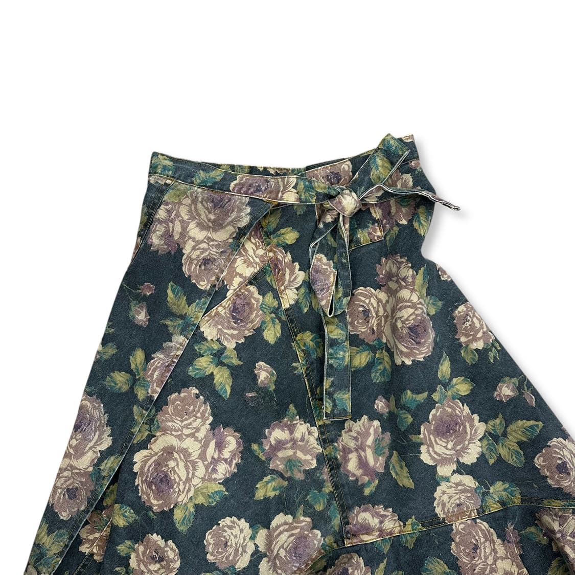 Floral Denim Ruffle Wrap Skirt 상품이미지3