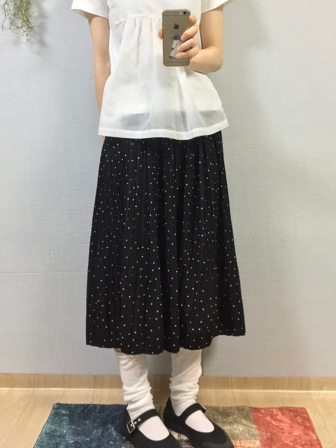 Japanese vintage dot pleats skirt 상품이미지2