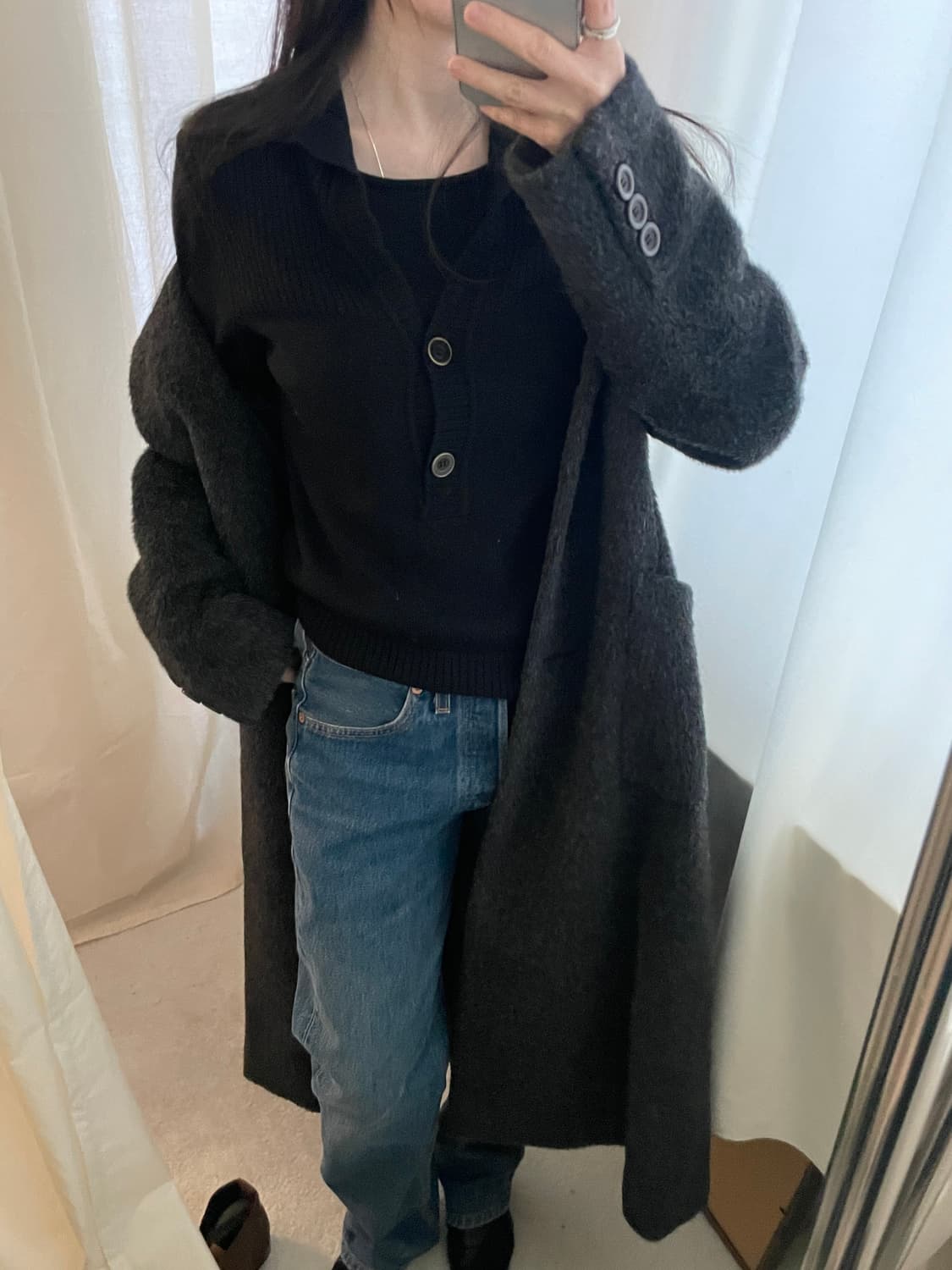 vintage layered button collar kint 상품이미지6