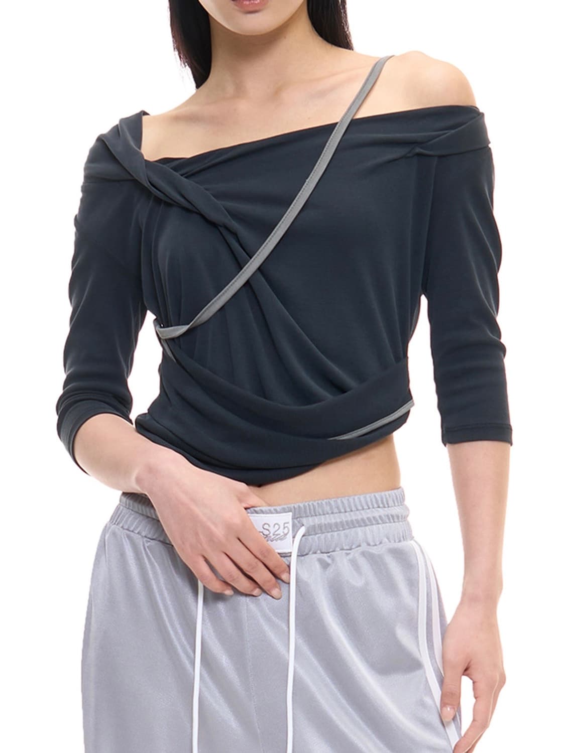 CERETTI DRAPED TOP (CHARCOAL) 상품이미지5
