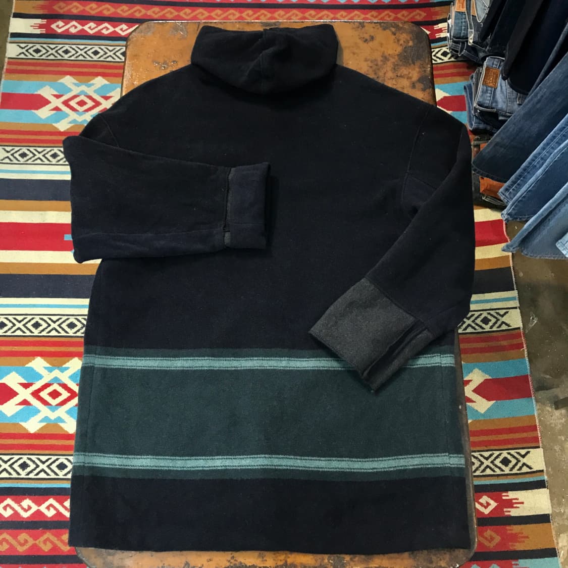 UK VTG 영국 빈티지 네이비 컬러링 후드 싱글 코트 여성 오버핏 상품이미지8