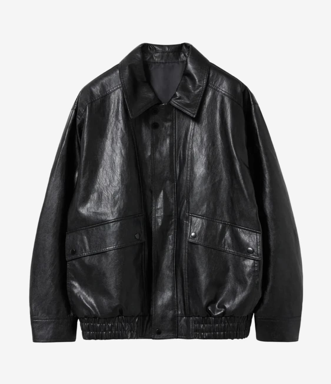 오버사이즈 포우 레더 블루종 (블랙) 상품이미지1