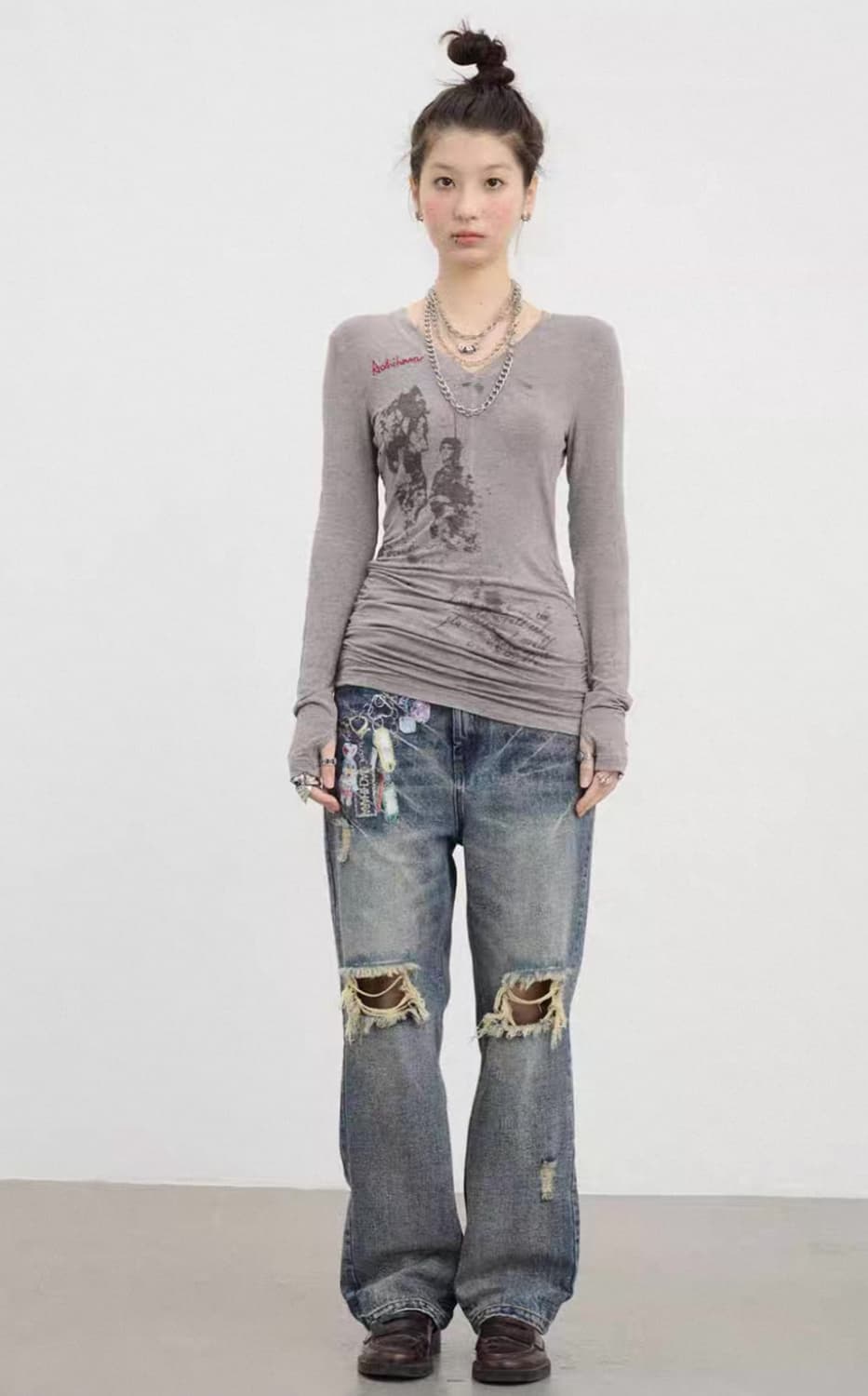 아키하라 그레이 롱슬리브 M 상품이미지1