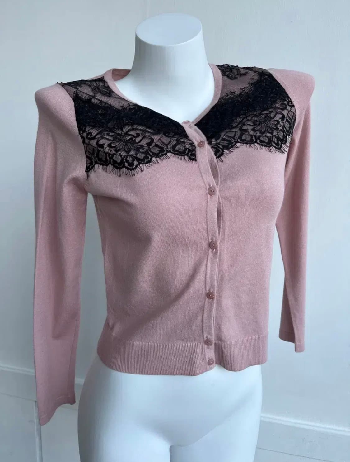 블랙 레이스 연핑크 가디건 상품이미지1