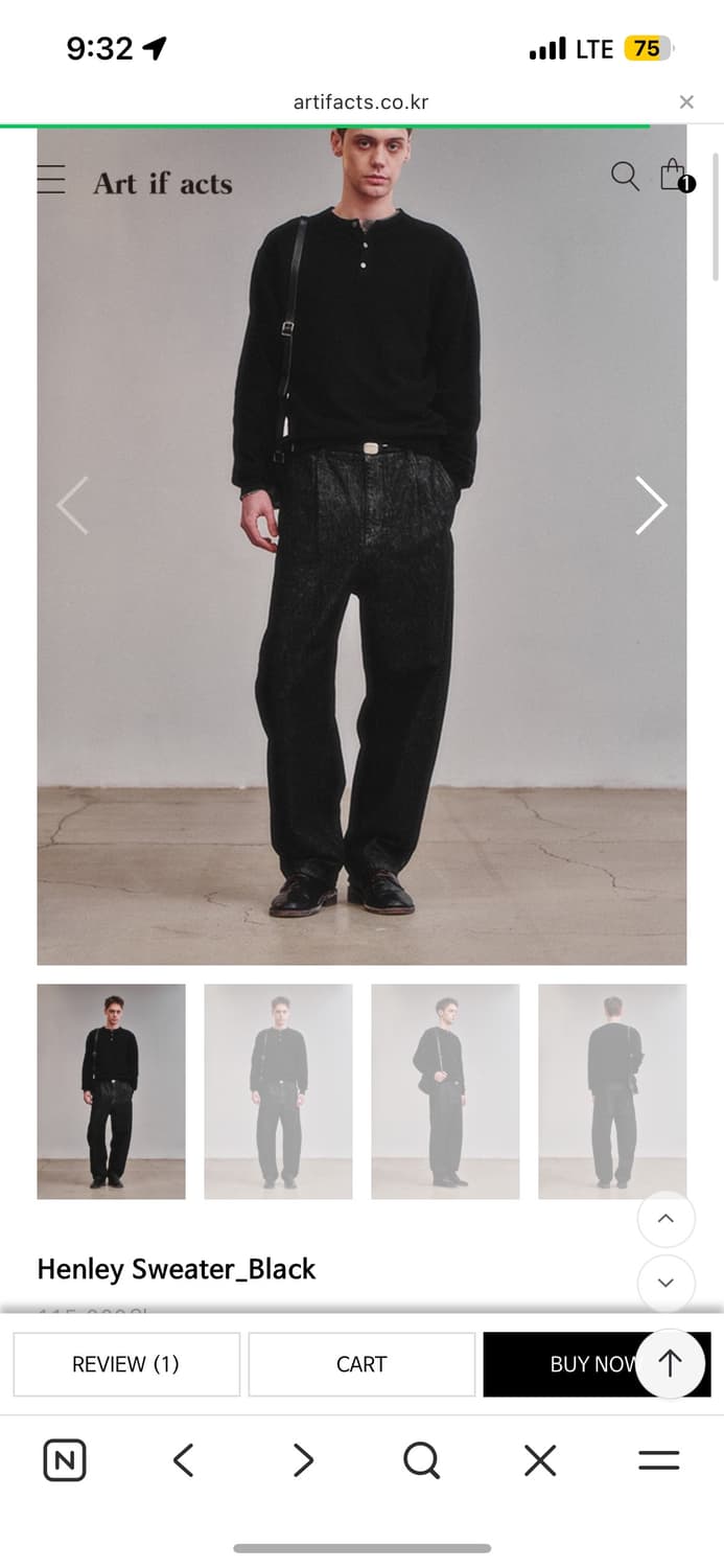 Art if acts 헨리넥 블랙 스웨터 판매및 l사이즈교환 상품이미지1