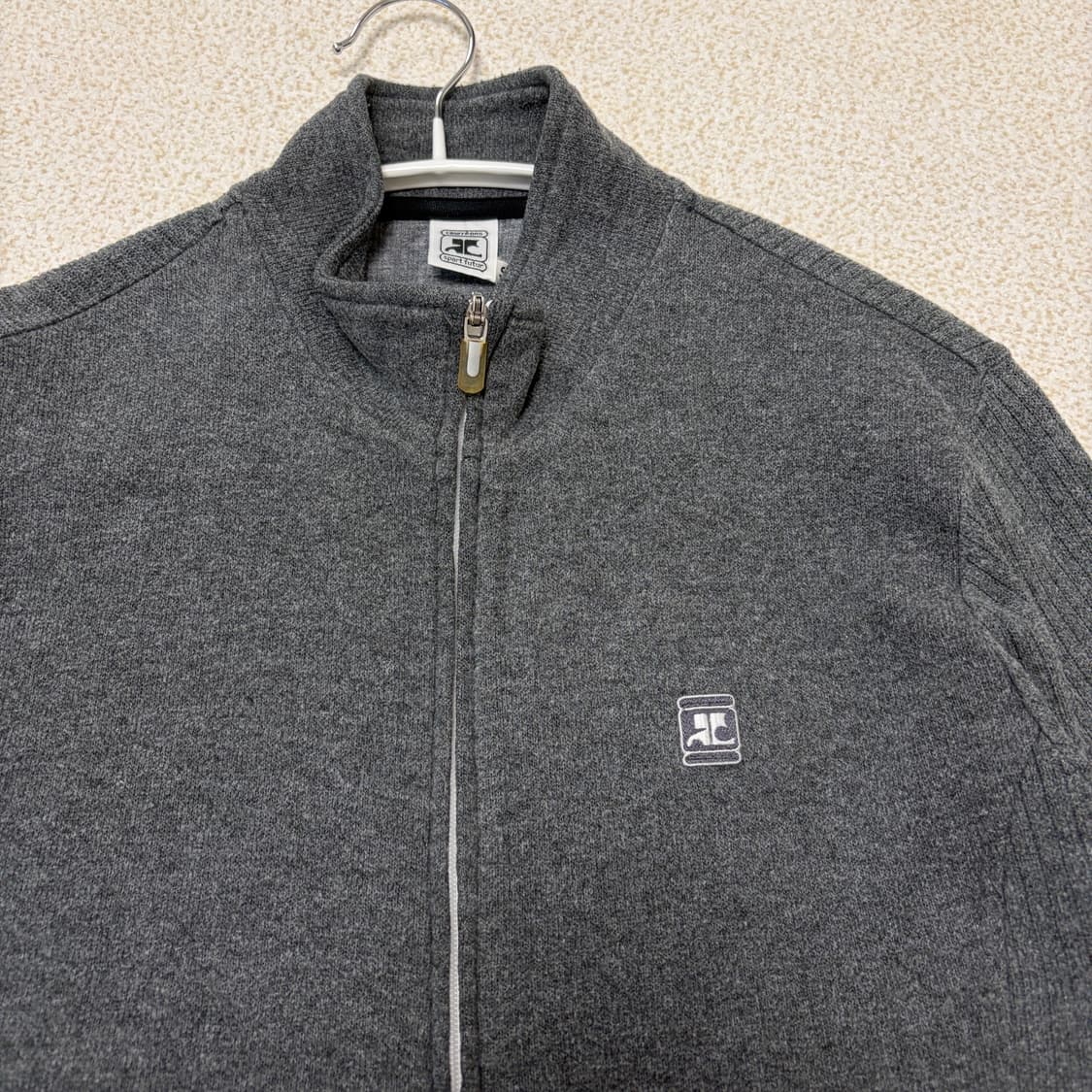 꾸레쥬 그레이 집업 니트 가디건 상품이미지2