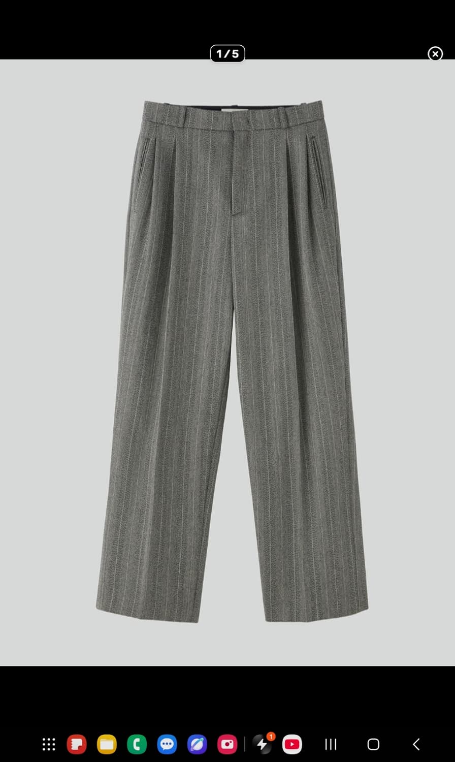 렉토 브로큰 헤링본 투턱 와이드팬츠S 상품이미지1