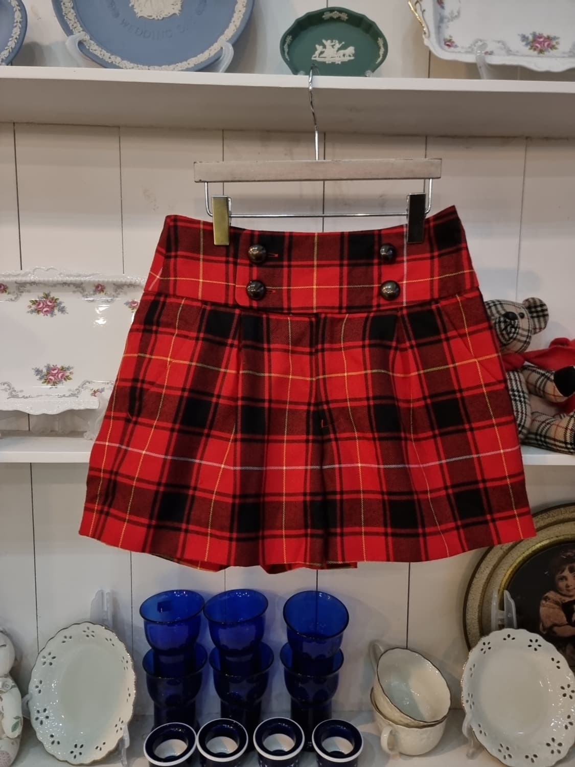 레드 타탄체크 하이웨이스트 팬츠 상품이미지1