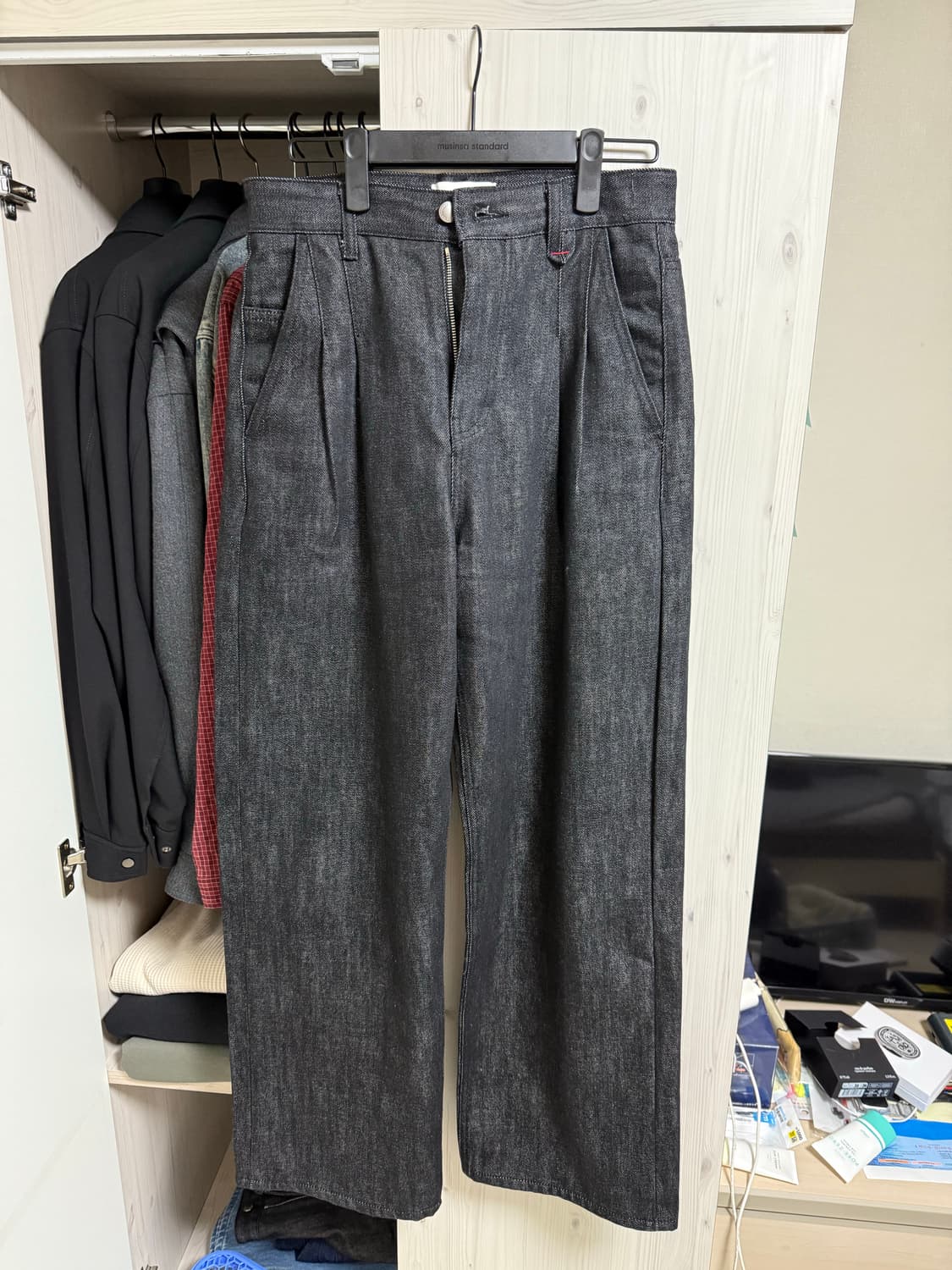 포트너스 투턱 와이드 데님팬츠 (s) 상품이미지1