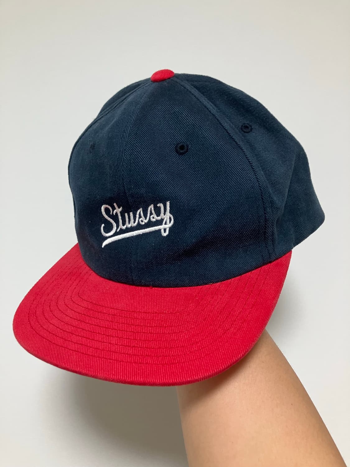 스투시 투톤 6패널캡 캡 모자 블랙 레드 상품이미지1