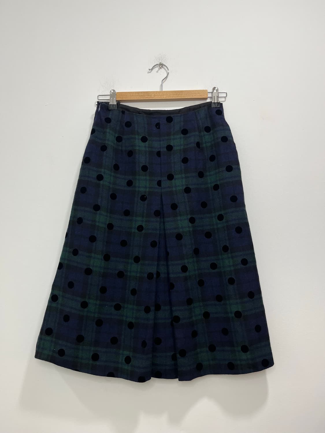 일본 빈티지 체크 도트 패턴 핀턱 미디스커트 상품이미지5
