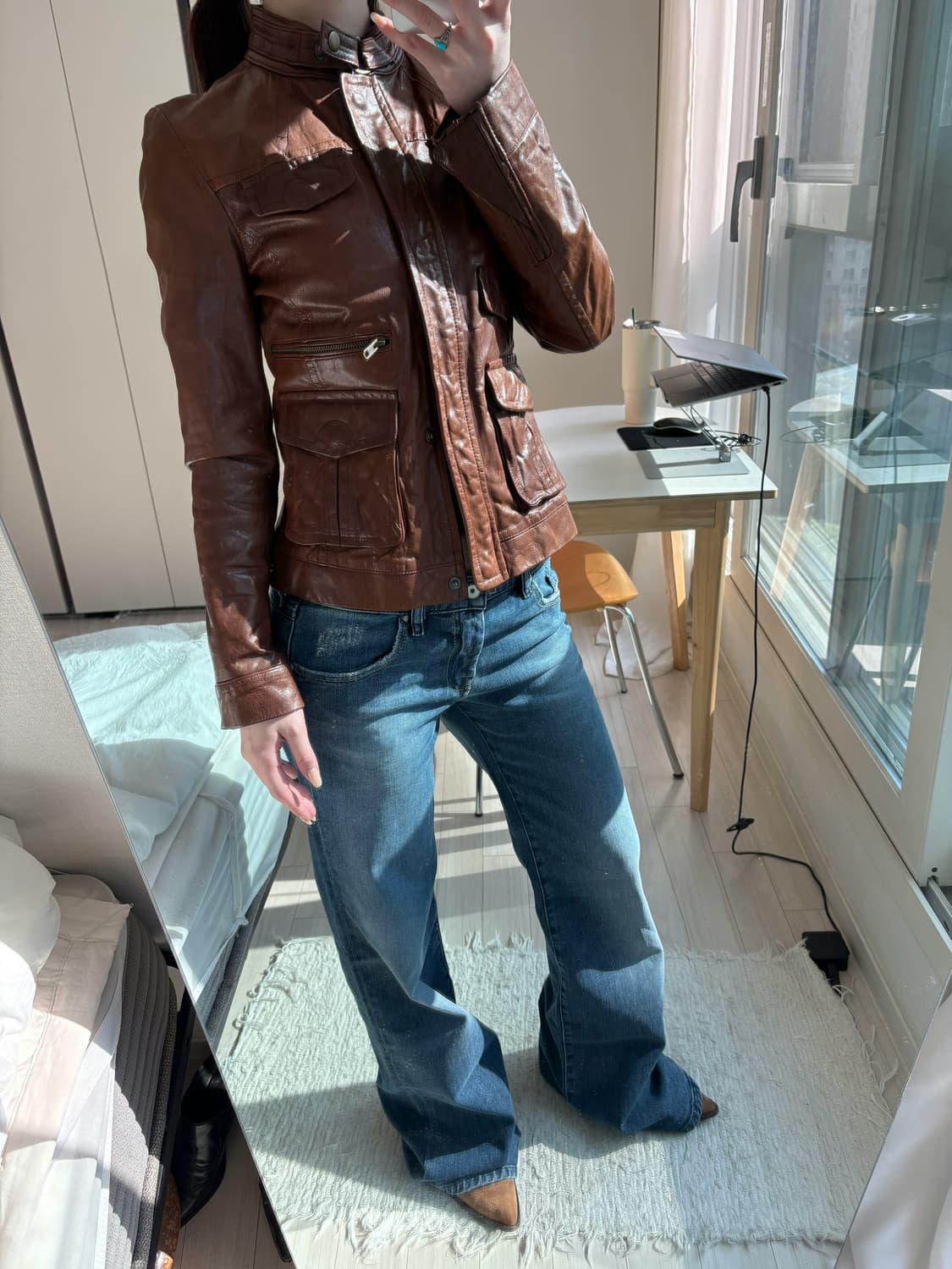 Aged Leather Rider Jacket 상품이미지7