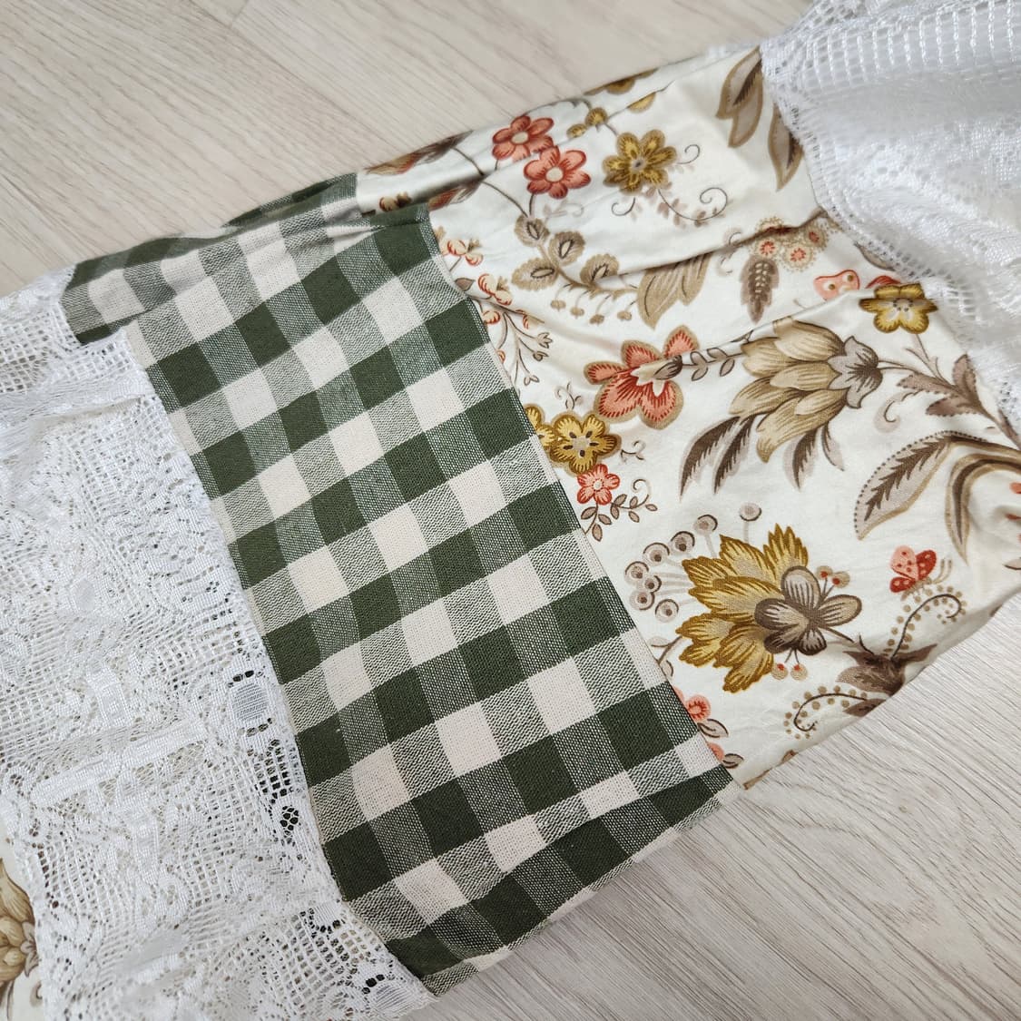 그린체크 플라워 패치원피스 상품이미지2