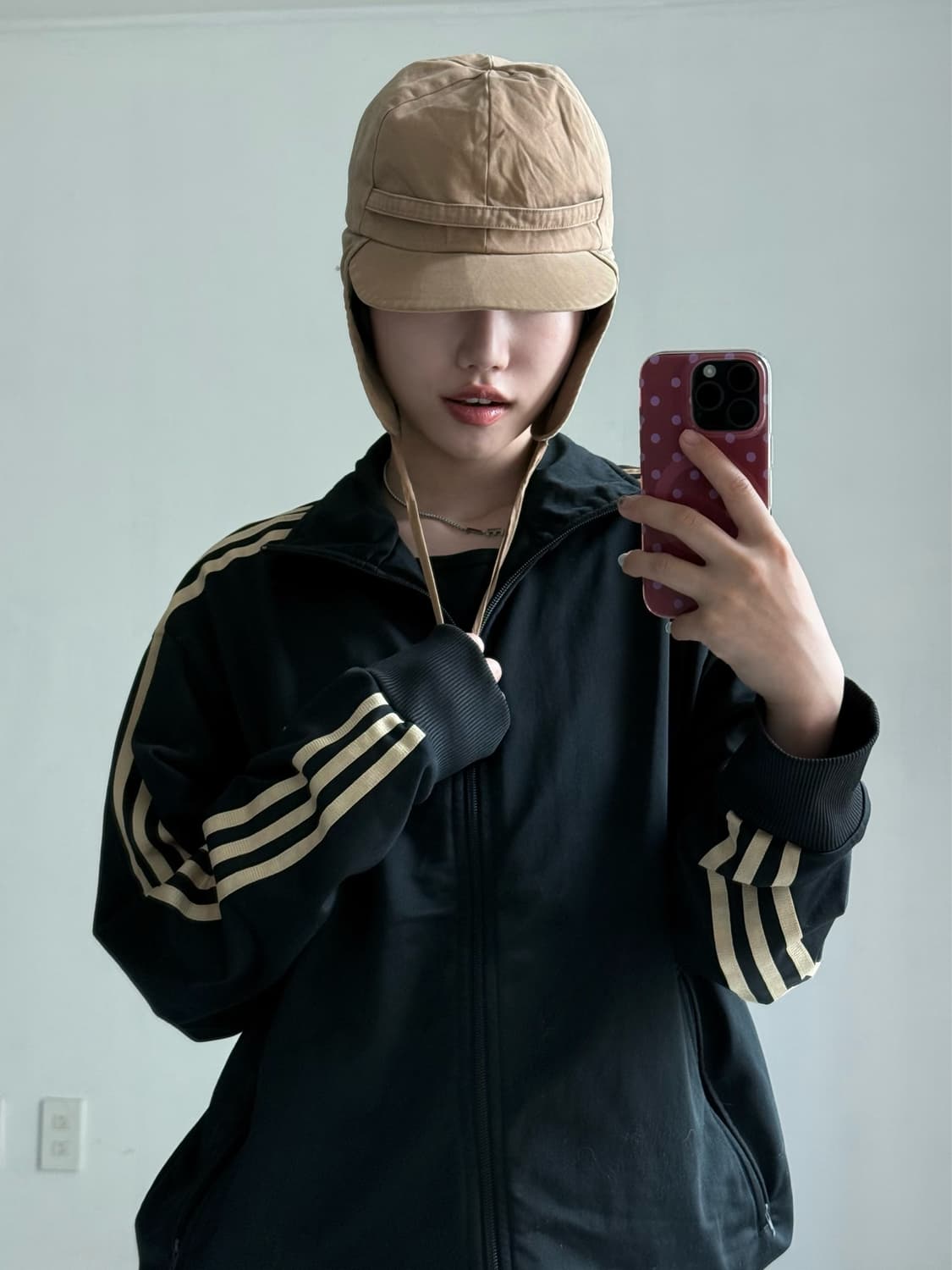 폴로 베이지 체크 이어플랩 상품이미지2