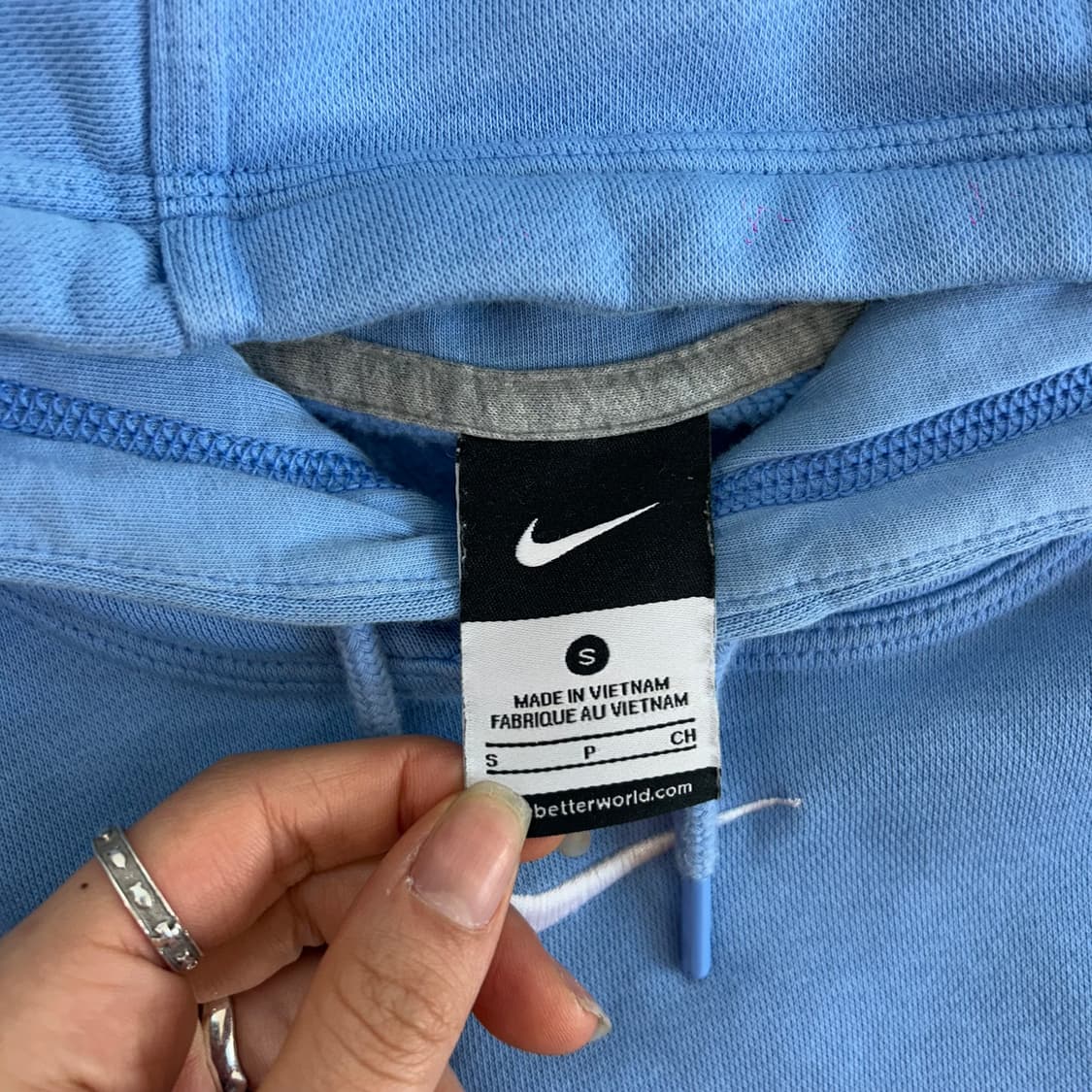 Nike 나이키 화이트 스우시 라이트 블루 후드티 상품이미지5