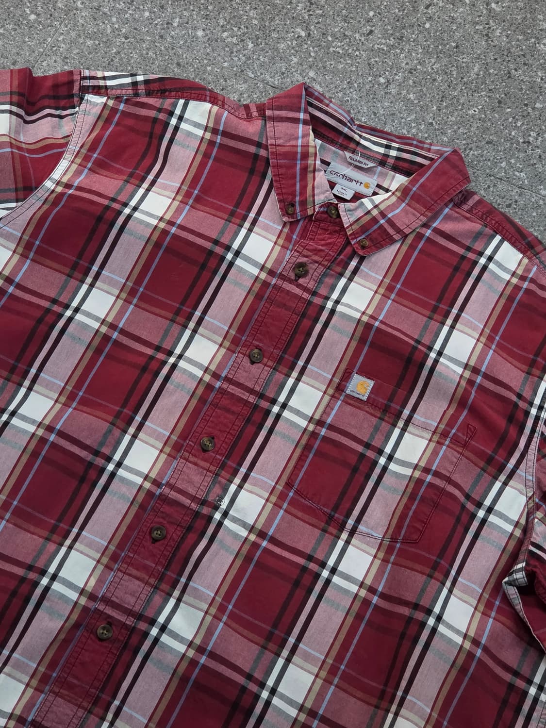 칼하트 레드 체크반팔셔츠  상품이미지1