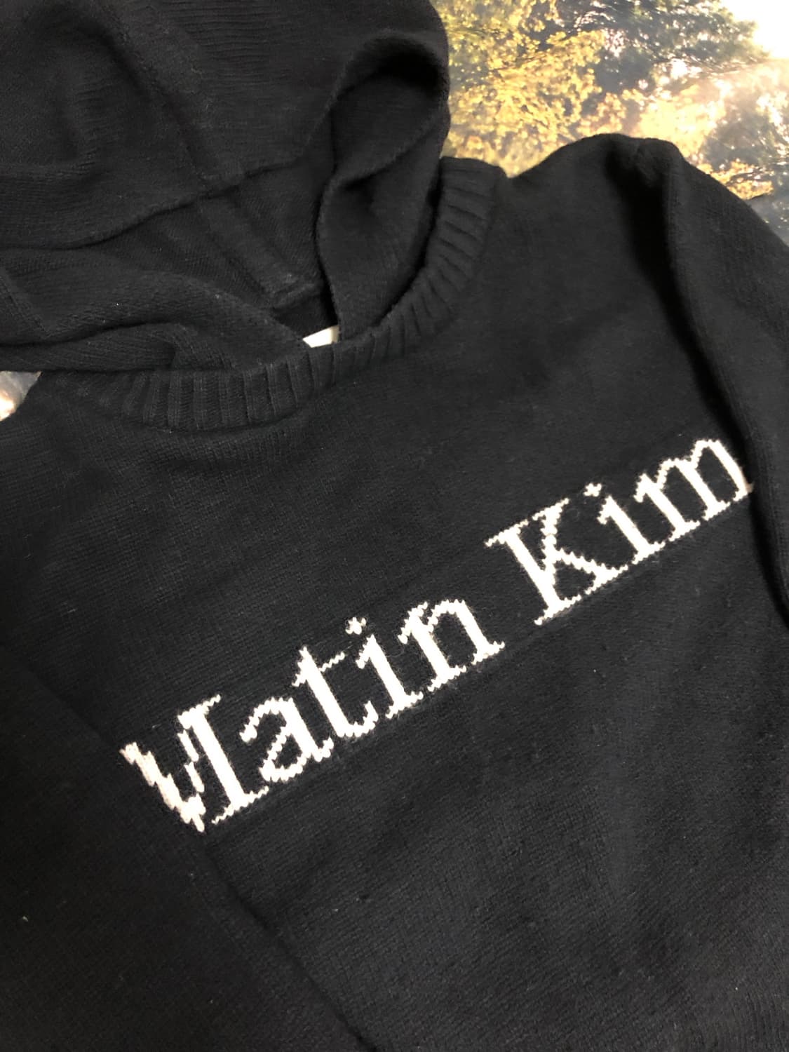 마뗑킴 Matin Kim Damage Logo Knit Hoodie Bl 상품이미지3