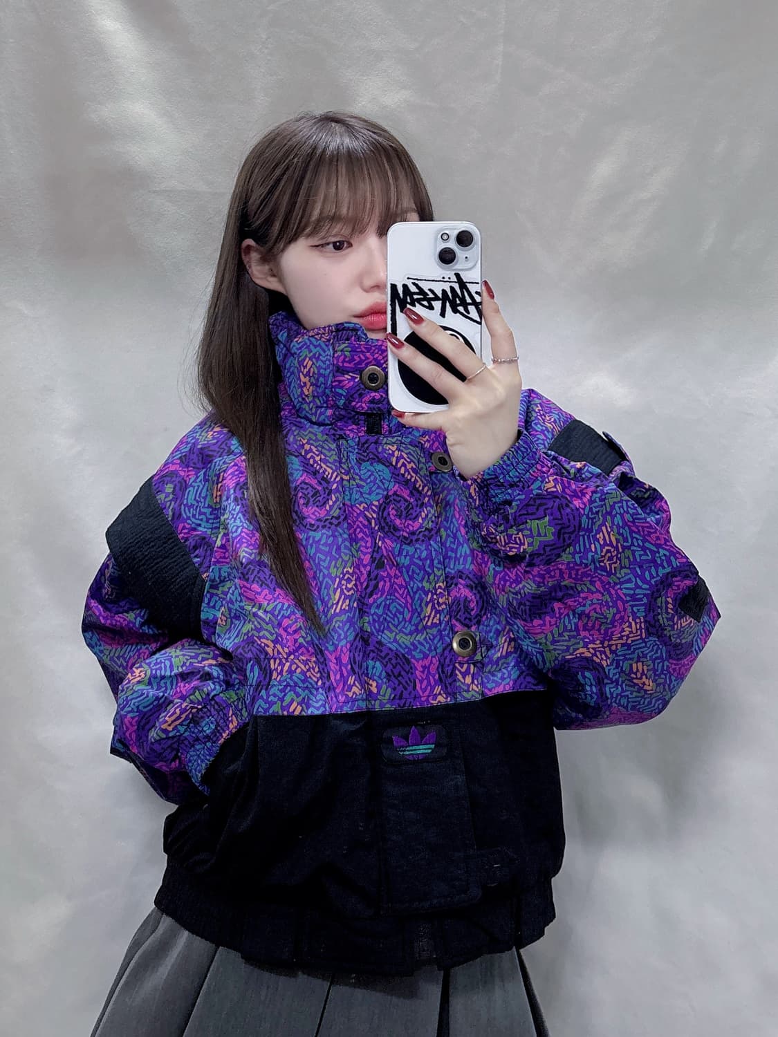 아디다스 90‘s 스키 패턴 반집업 아노락  상품이미지1