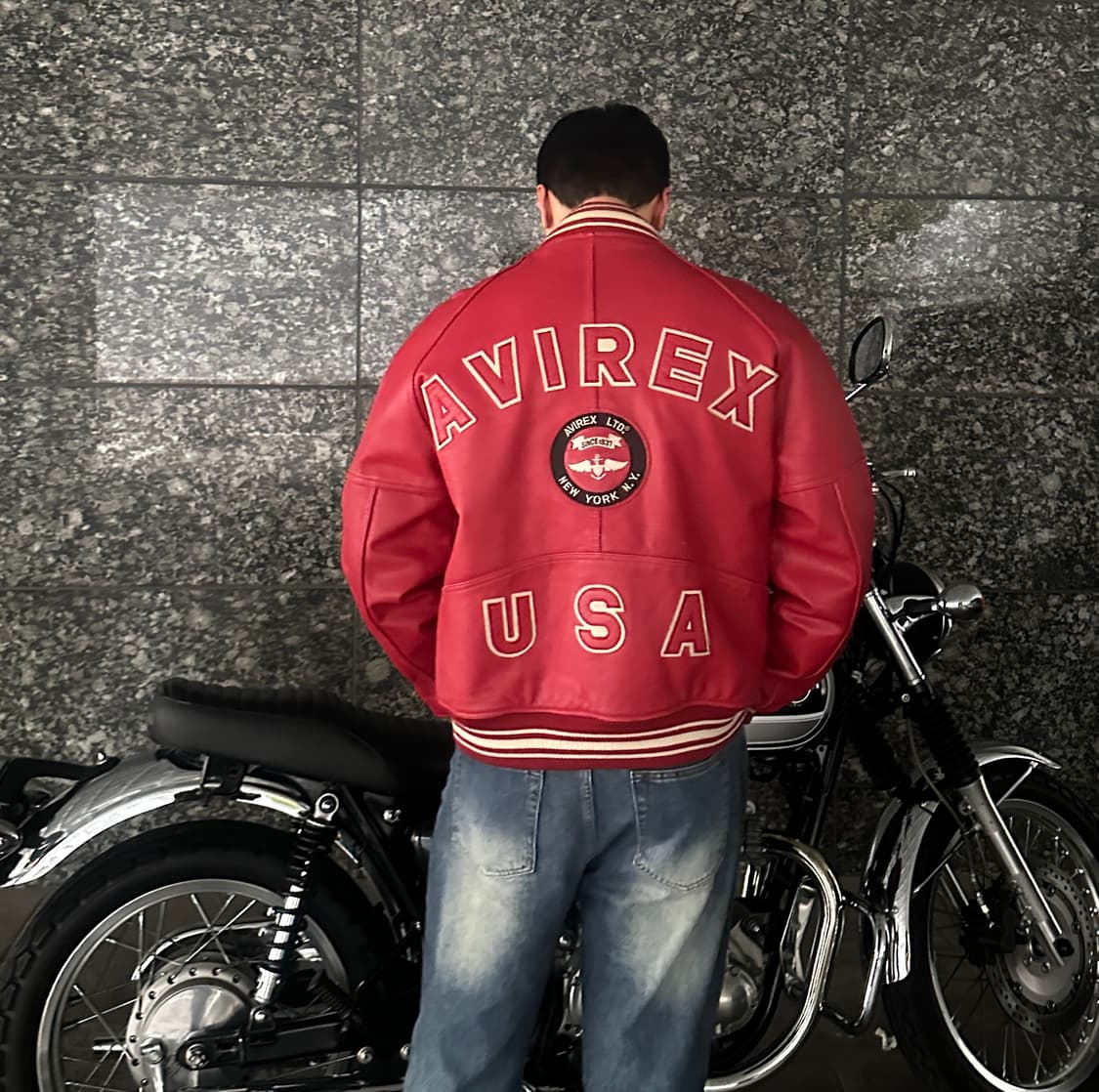 Avirex 아비렉스 아이콘 레드 00년 레더 바시티 자켓 상품이미지2
