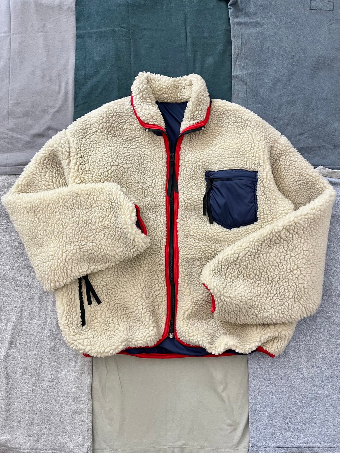 빈티지 Henry Lear by 토요엔터프라이즈 리버시블 플리스 자켓 상품이미지1