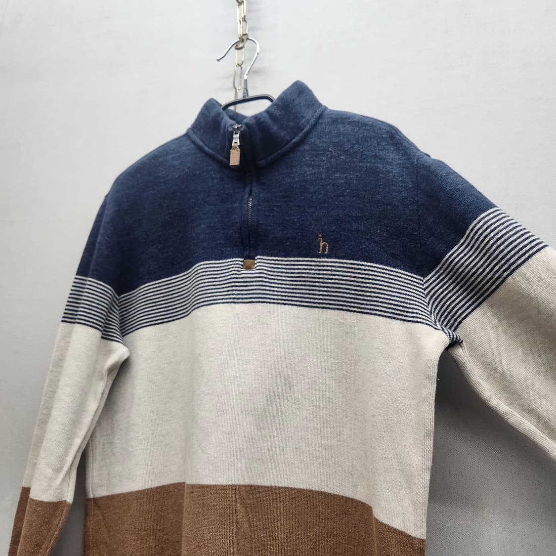 헤지스 로고 컬러블록 반집업 코튼 니트 100(L) 남여공용 상품이미지3