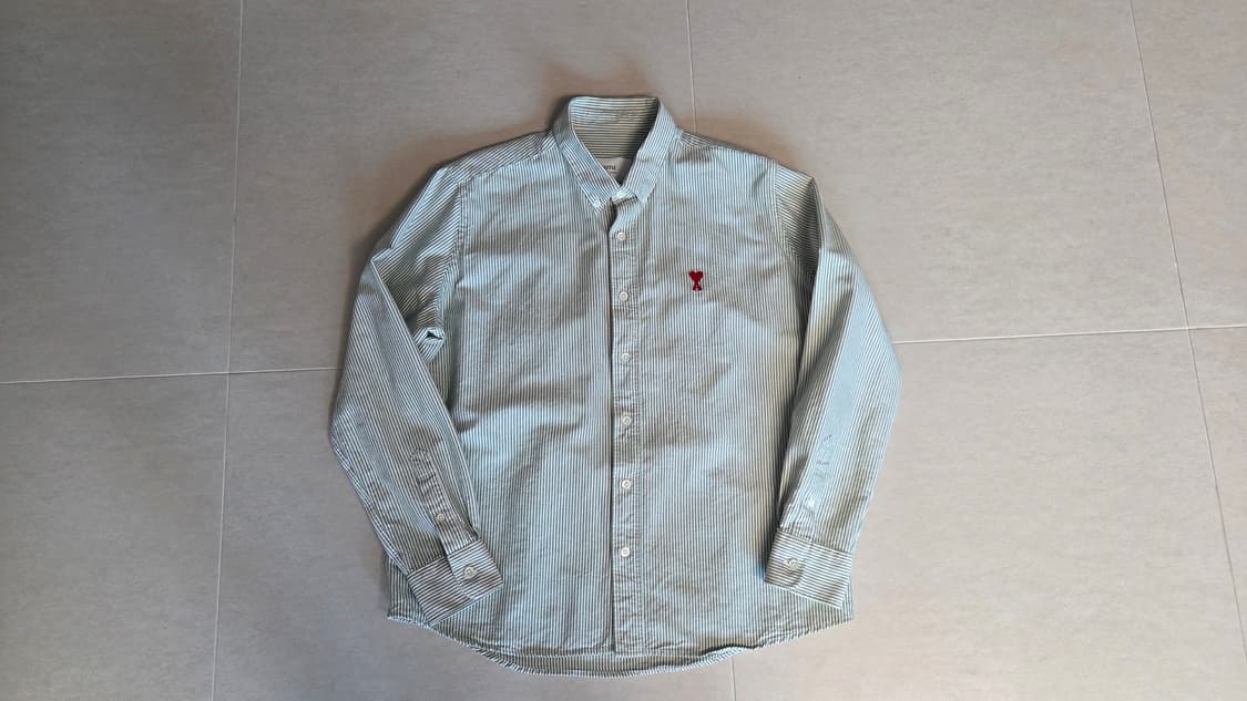 Ami 아미 스몰 하트 스트라이프 옥스포드 셔츠  상품이미지3