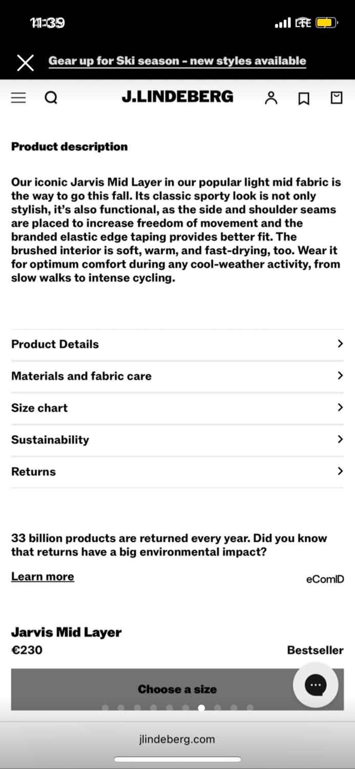 [매장정품] 제이린드버그 자비스 미드 레이어 골프 자켓 M (약기모) 상품이미지9