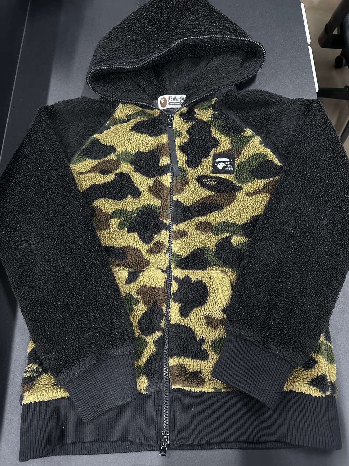 베이프 녹계 후리스 뽀글이 후드 집업 상품이미지4