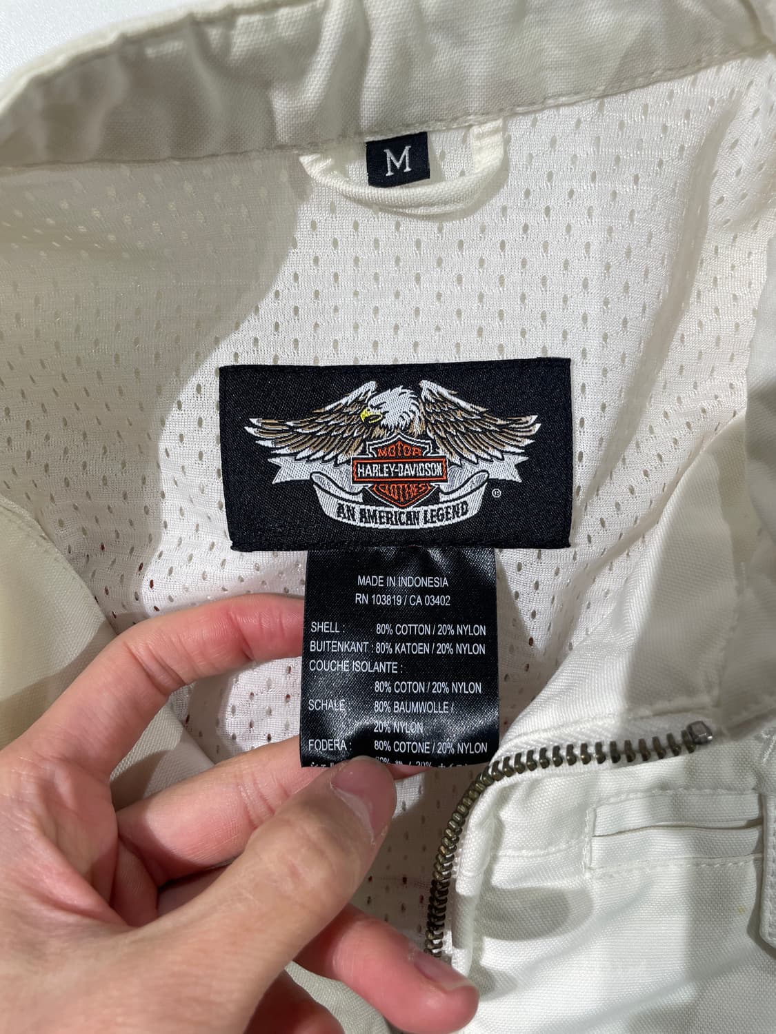 할리 데이비슨 화이트 백 큐빅 레터링 코튼 바이커 자켓 상품이미지7