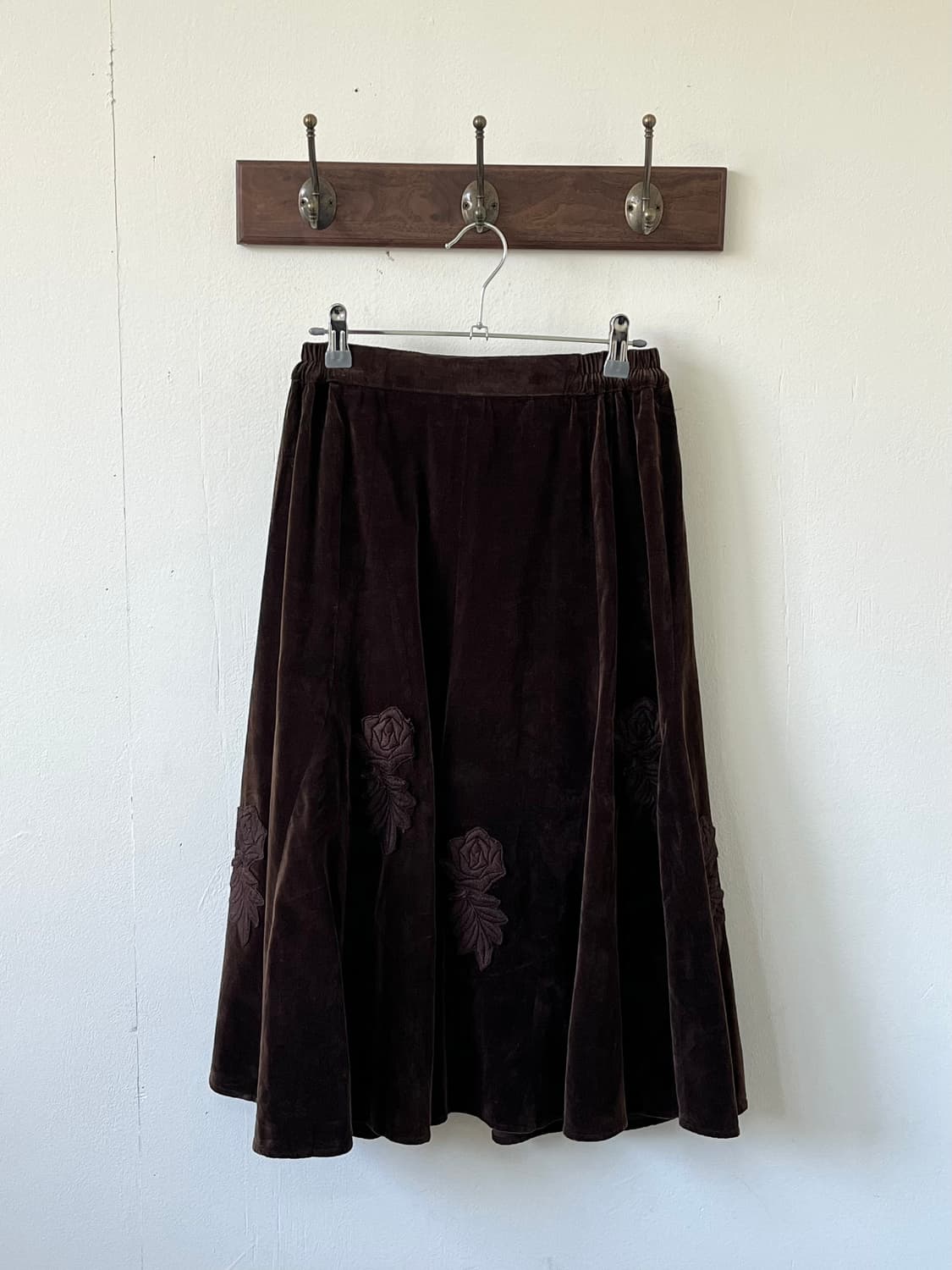 japan Vtg 벨벳 플라워 스커트 상품이미지1