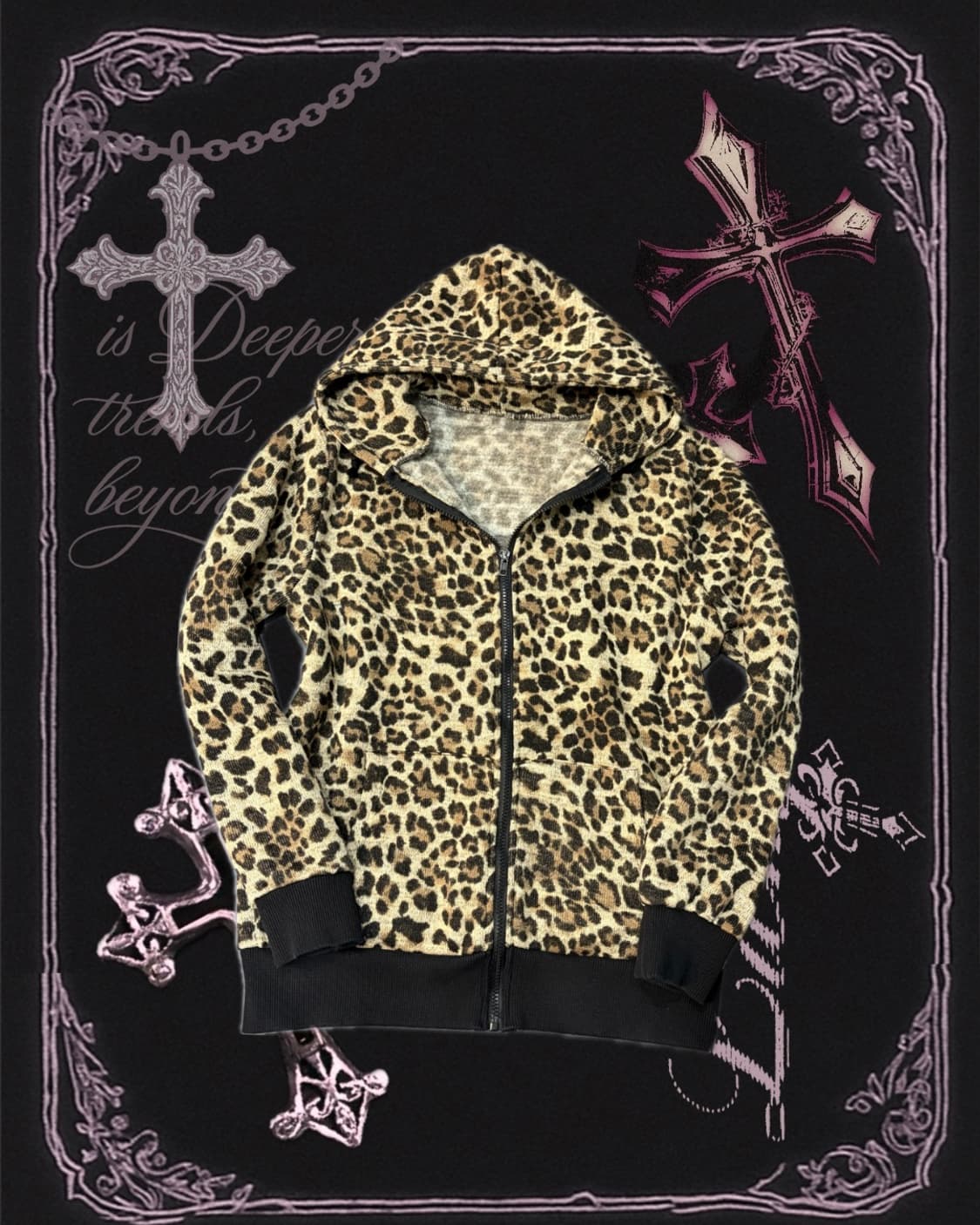 00's Onegyaru Leopard hoodie zip up 상품이미지4