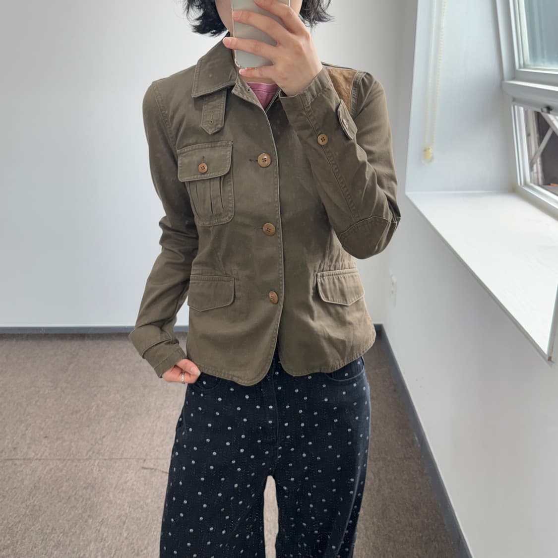 Polo 폴로 쓰리 포켓 숄더 포인트 카키 셔츠 상품이미지1