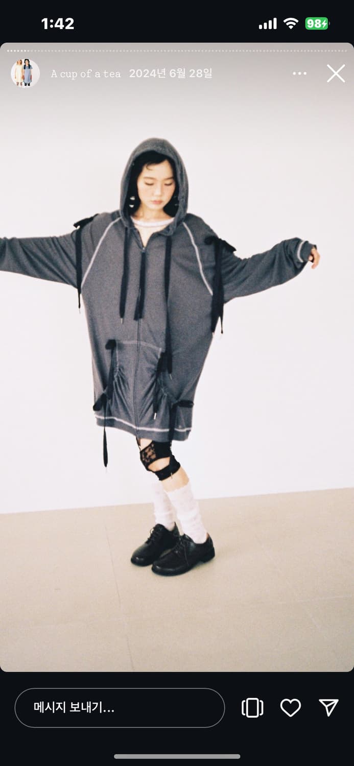 샵페어리 ribbon maxi linen hood 후드 집업 맨투맨 상품이미지4