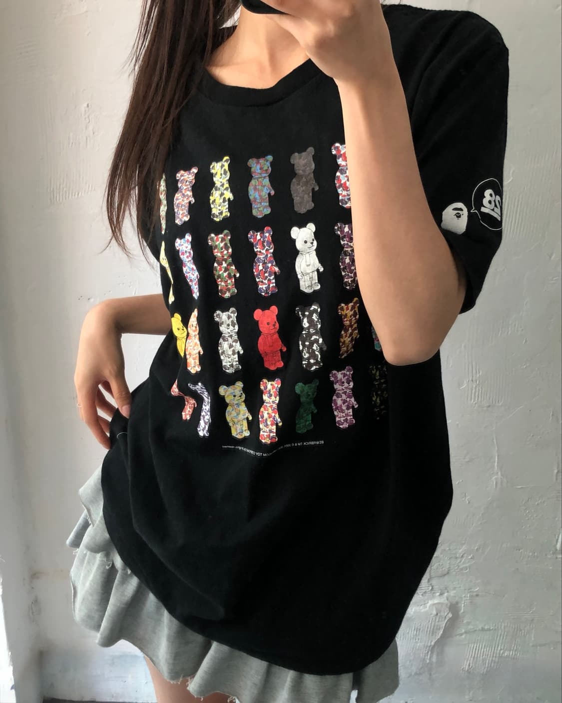 BAPE 베이프 x 메디콤 블랙 토이 카모 베어 티셔츠 상품이미지8