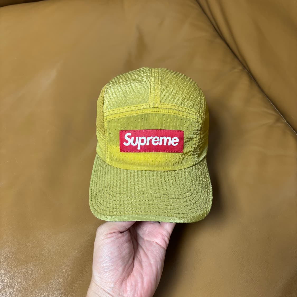 Supreme 슈프림 씨어서커 메쉬 머스타드 캠프캡 모자 Mustard 상품이미지2