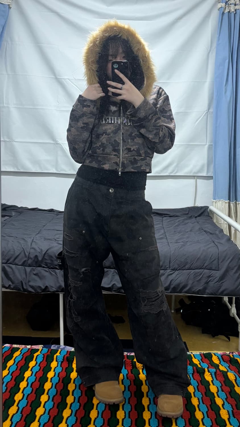 디어마이키코 울프조 크롭 후드집업 상품이미지2