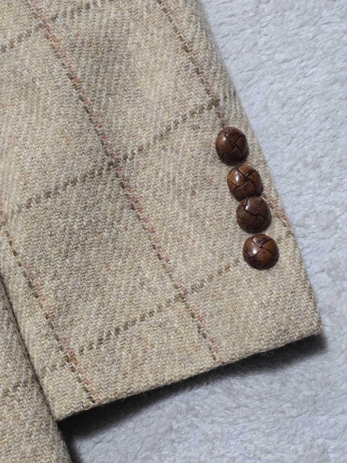 해리스트위드 체크 패턴 트위드 자켓 S 상품이미지5